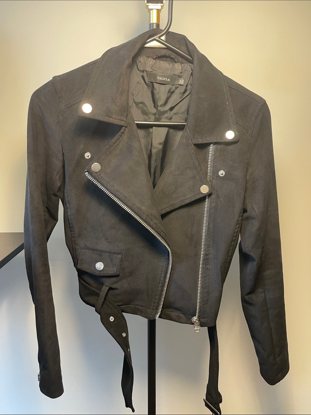 Talula Black Suede Asymmetric Moto Jacket